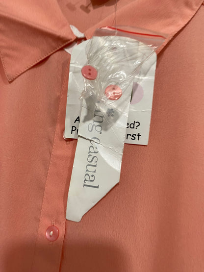 BEING CASUAL |L| BUST 22| A67| PEACH & WHITE COLOR-BLOCK BUTTON-DOWN SHIRT (SMART CASUAL COLLECTION)