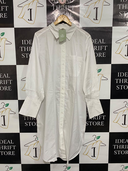 H&M |M| BUST 24| A67| CRISP WHITE OVERSIZED BUTTON-DOWN SHIRT DRESS