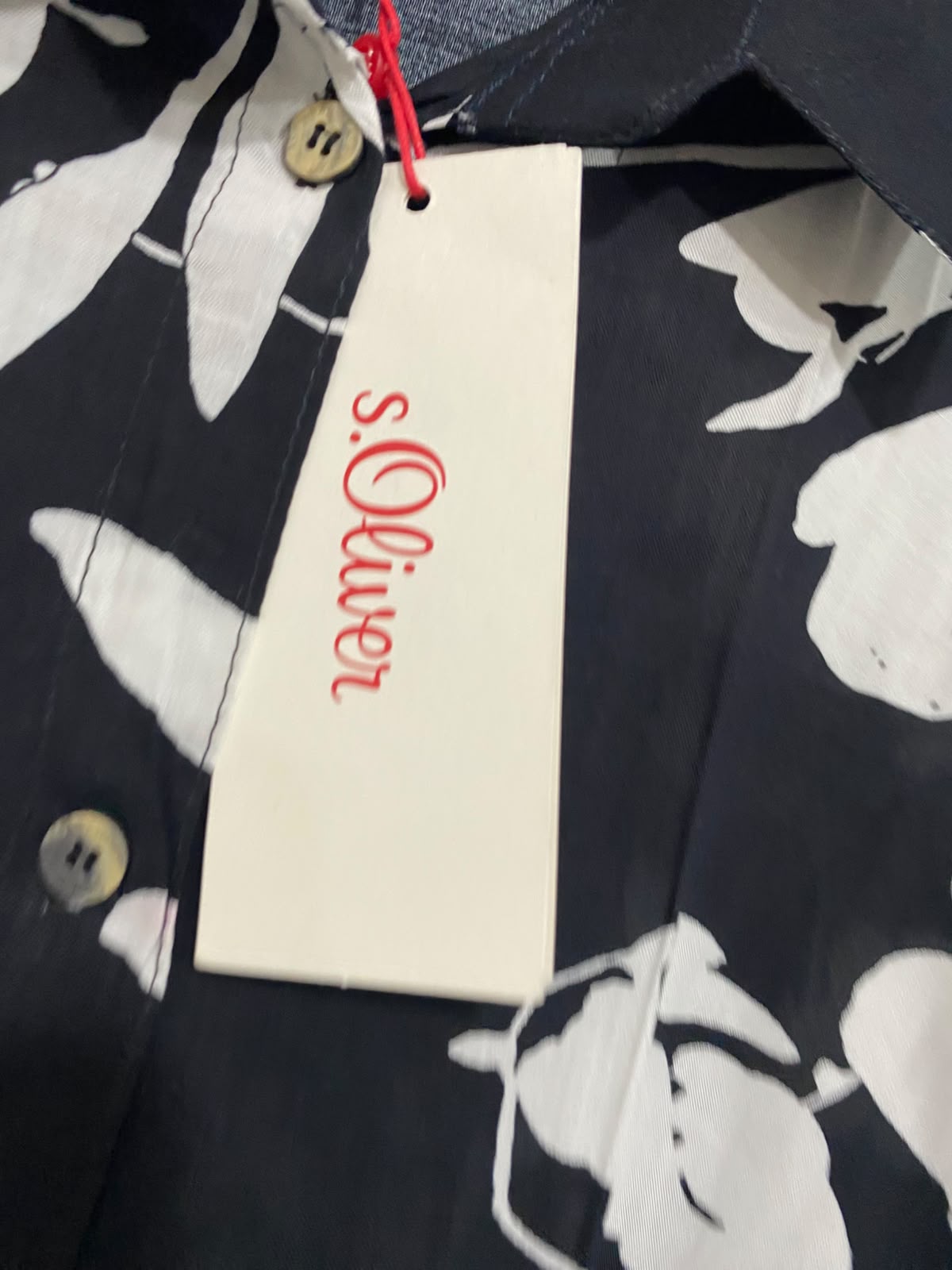 S.OLIVER |L| BUST 20| A67| BLACK & WHITE FLORAL PRINT BUTTON-DOWN SHIRT DRESS