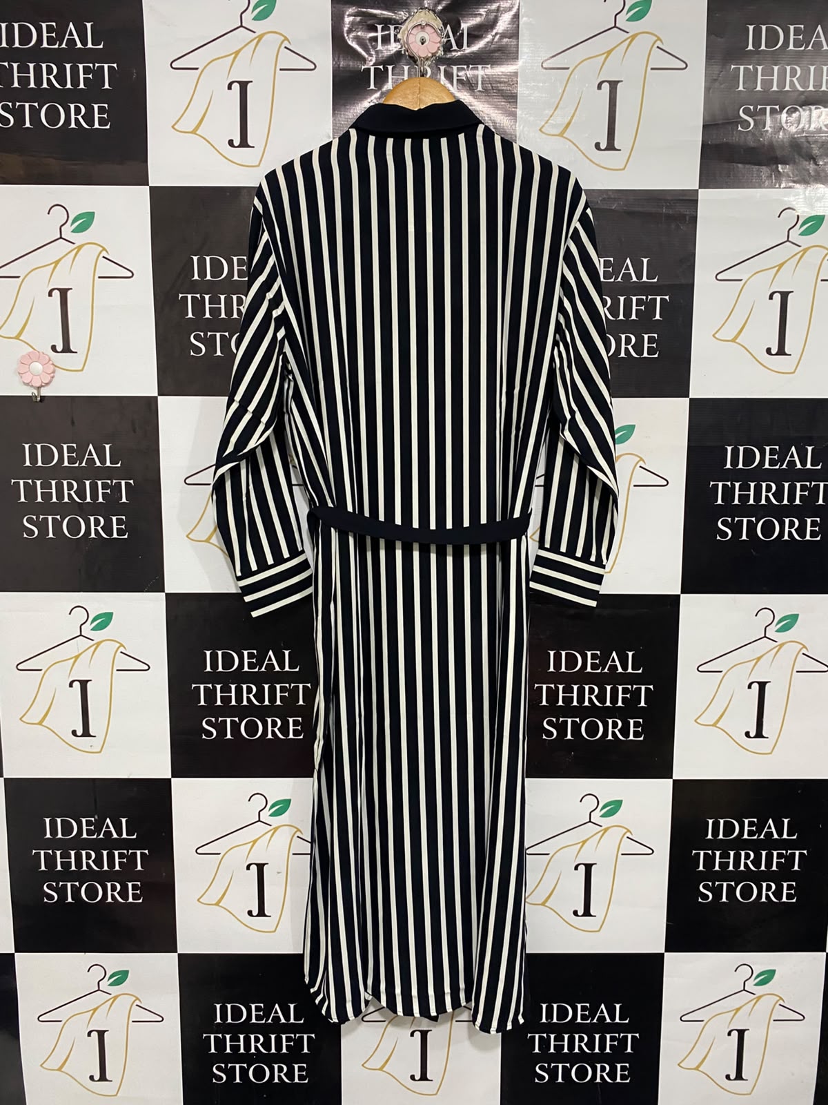 F&F |M| BUST 23| A67| BLACK & WHITE STRIPED BELTED SHIRT DRESS
