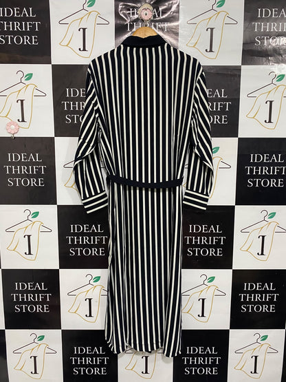 F&F |M| BUST 23| A67| BLACK & WHITE STRIPED BELTED SHIRT DRESS