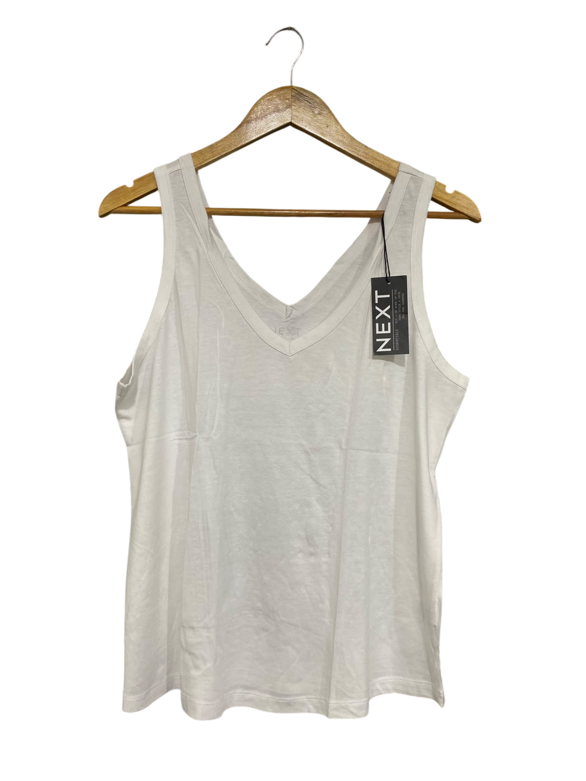 NEXT |M| BUST 19| A67| WHITE V-NECK ESSENTIAL TANK TOP
