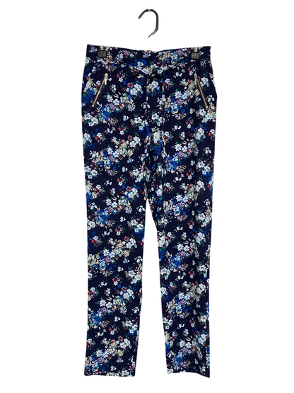 RELAXED FIT |L| WAIST 30| A67| NAVY BLUE FLORAL DRAWSTRING UTILITY TROUSERS