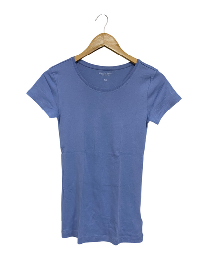 PEACOCKS |S| BUST 14| A68| BEAUTIFUL BASICS PERIWINKLE BLUE COTTON FITTED T-SHIRT