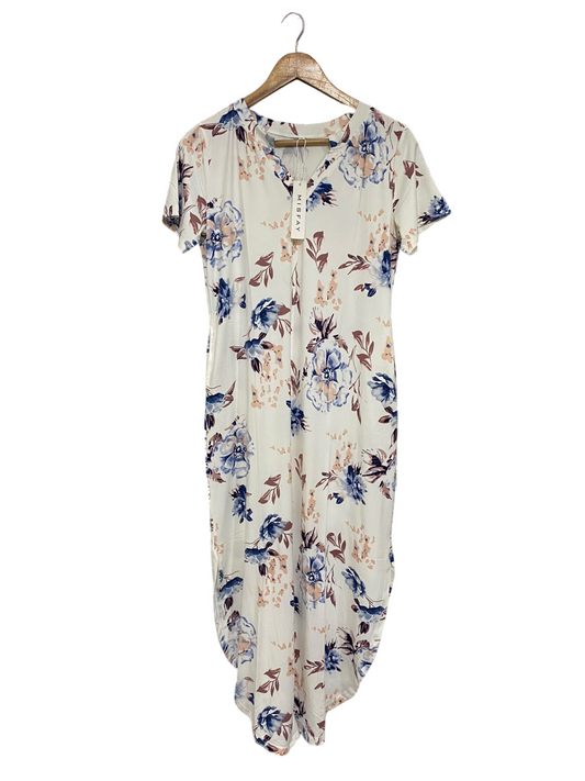 MISFAY |M| BUST 19| A68| WHITE FLORAL SHORT-SLEEVE CASUAL MIDI DRESS