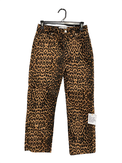 MISS S |M| WAIST 28| A68| LEOPARD PRINT HIGH-WAISTED STRAIGHT-LEG JEANS