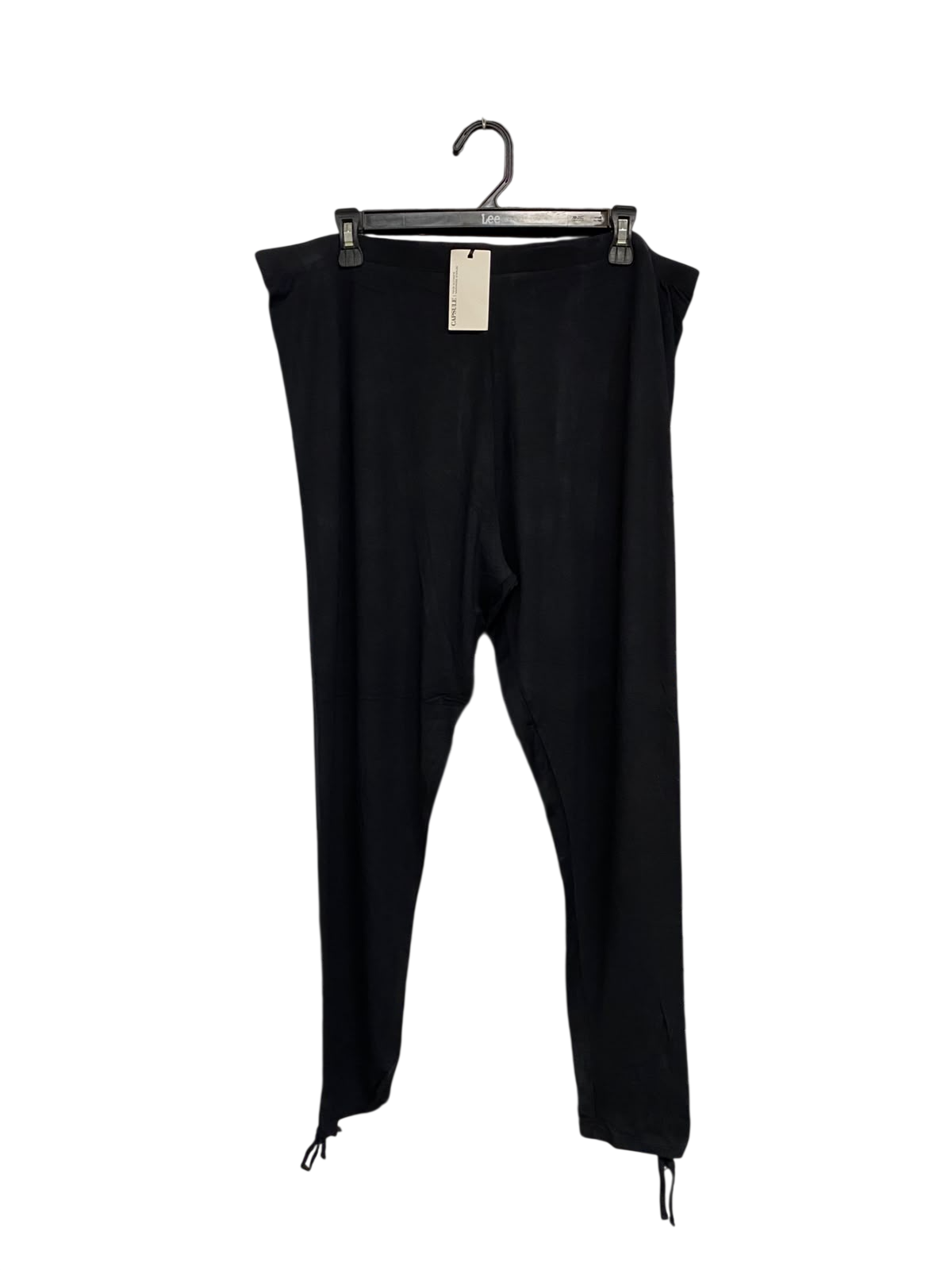 CAPSULE |XXL| WAIST 38| A68| BLACK DRAWSTRING-ANKLE HIGH-WAISTED LEGGINGS