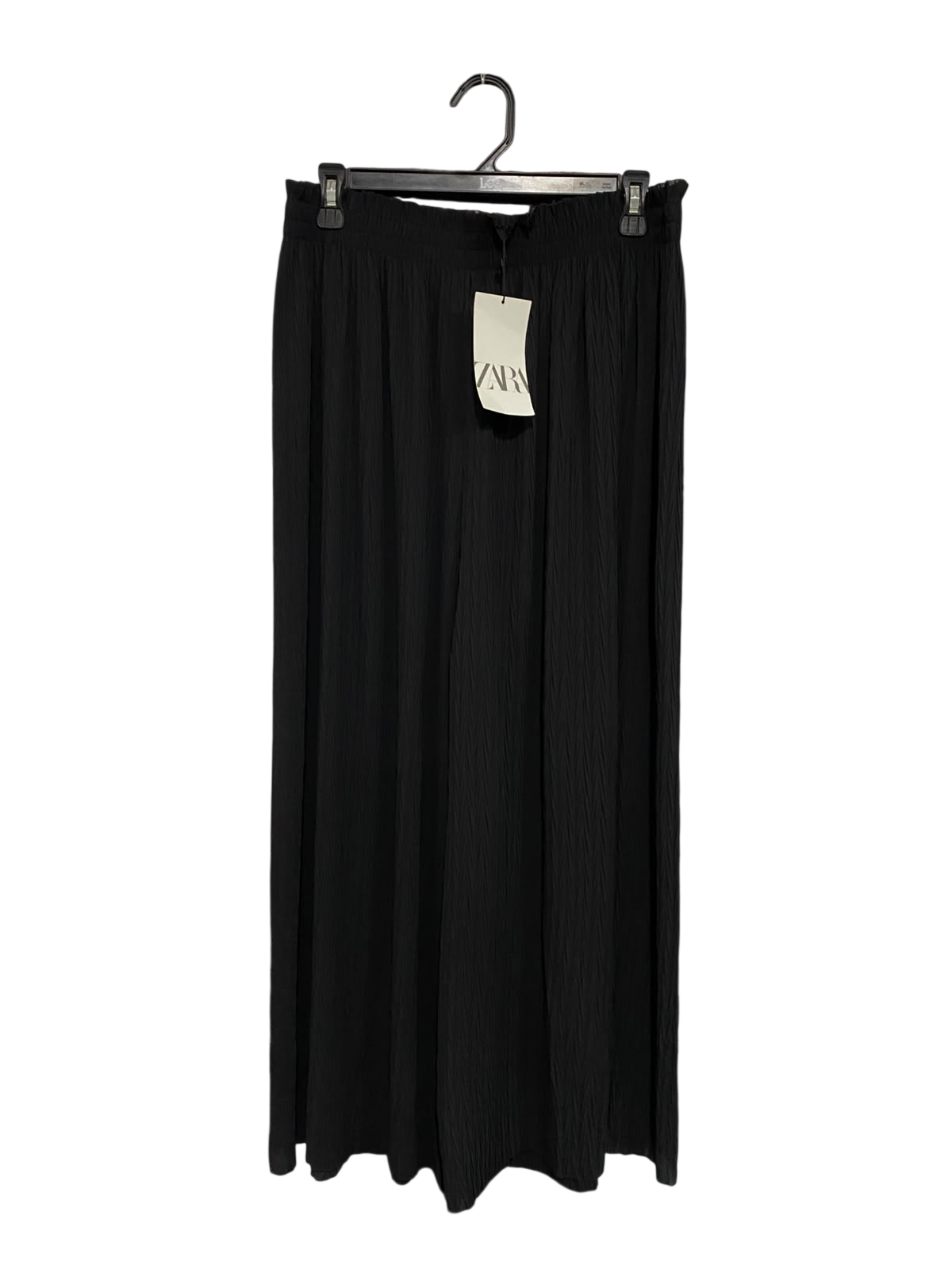 ZARA |XL| WAIST 30| A68| BLACK PLISSÉ CRINKLE WIDE-LEG PALAZZO PANTS