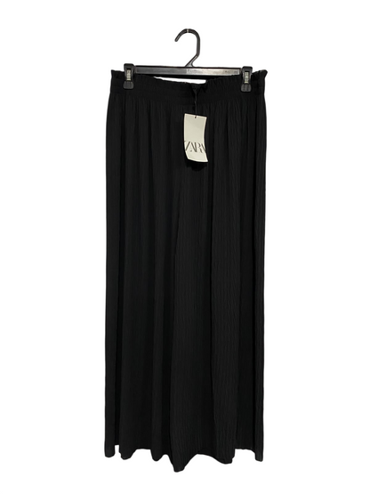 ZARA |XL| WAIST 30| A68| BLACK PLISSÉ CRINKLE WIDE-LEG PALAZZO PANTS
