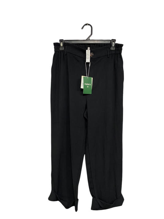 HALARA |M| WAIST 28| A68| BLACK HIGH-WAISTED PAPERBAG STRAIGHT-LEG TROUSERS