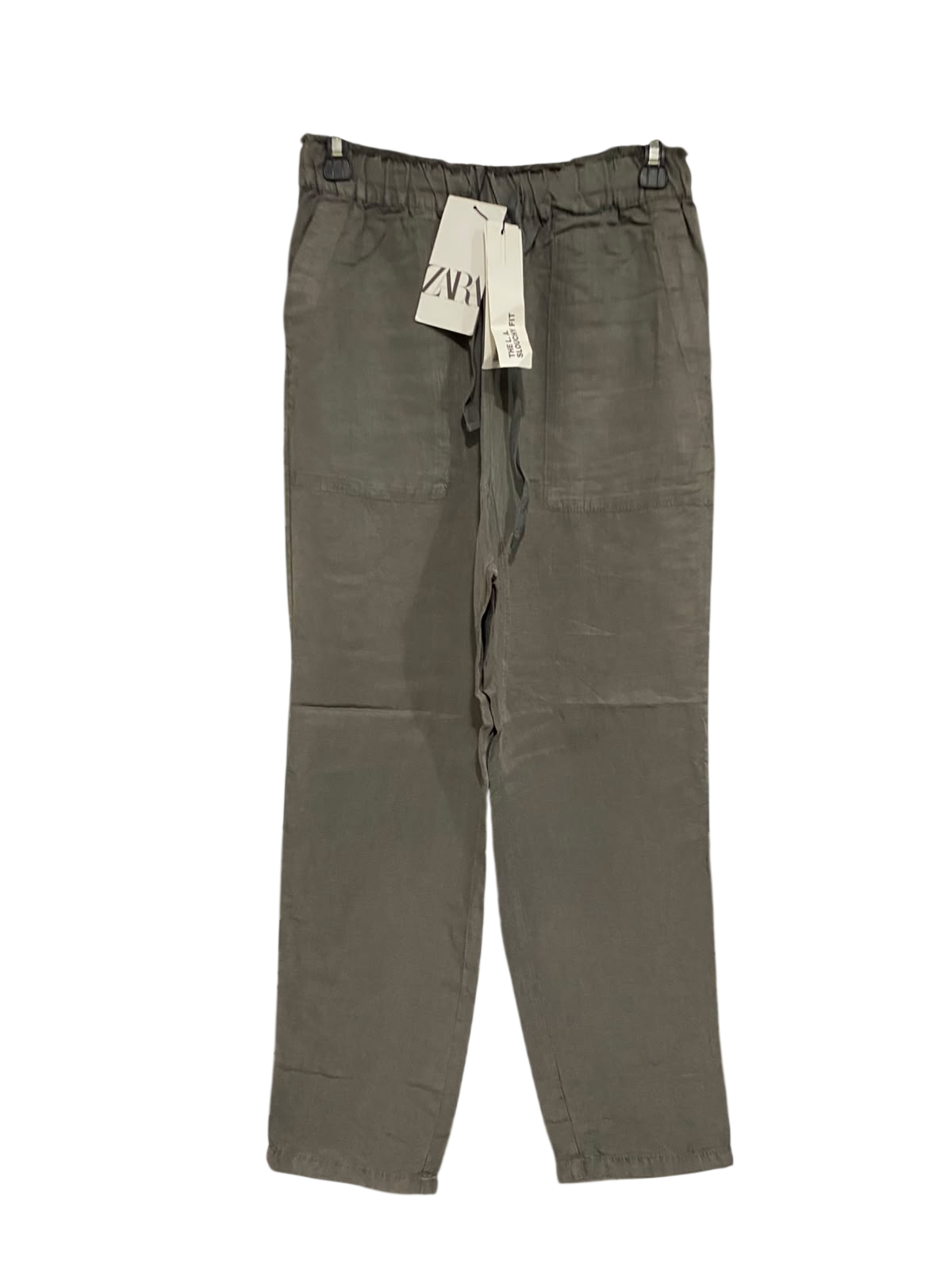 ZARA |XS| WAIST 28| A68| OLIVE GREEN LINEN SLOUCHY FIT DRAWSTRING PANTS