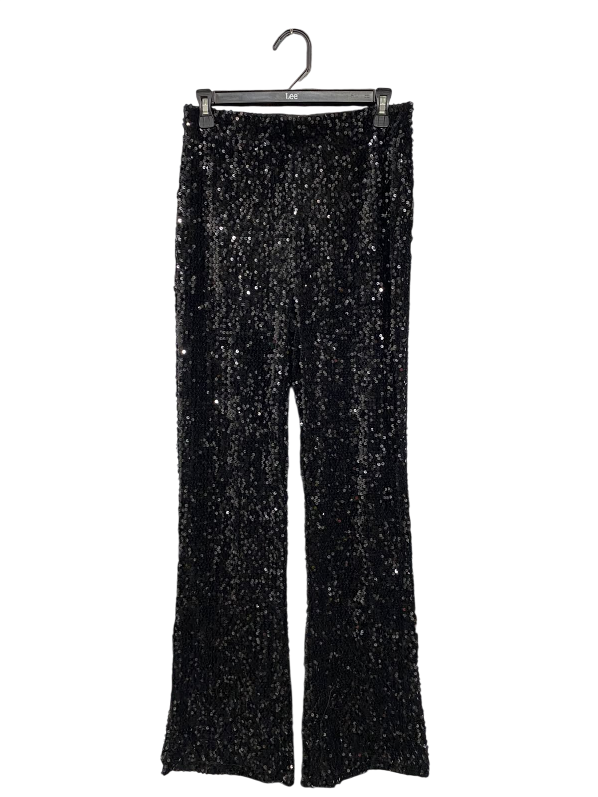 PRIMARK |M| WAIST 28| A68|  GLAMOROUS BLACK SEQUIN HIGH-WAISTED FLARED PANTS