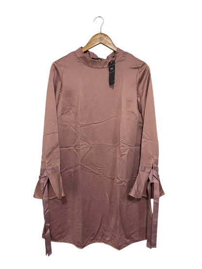 MARKS & SPENCER |L| BUST 19| A68| MAUVE SATIN TIE-SLEEVE TUNIC DRESS