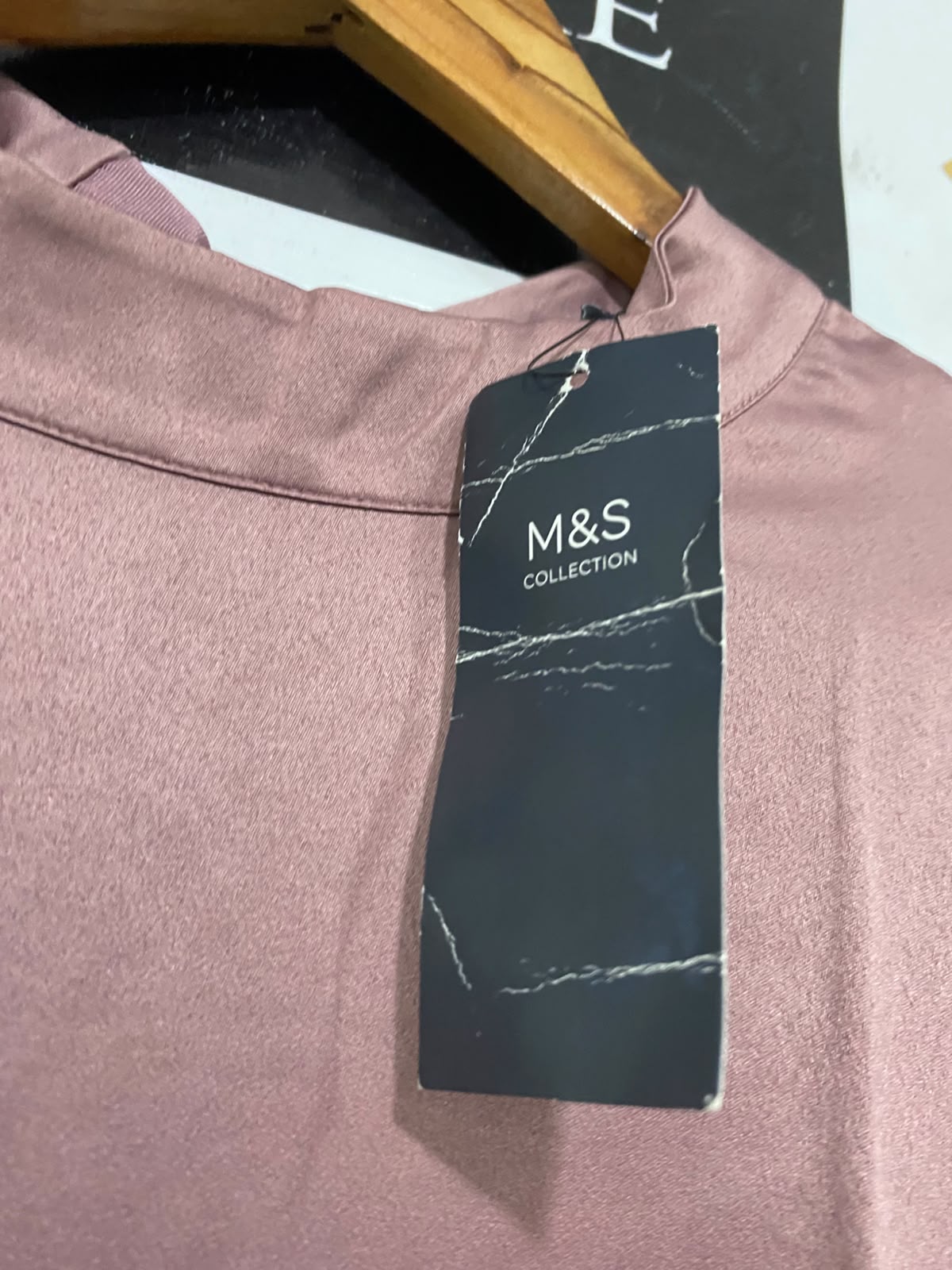 MARKS & SPENCER |L| BUST 19| A68| MAUVE SATIN TIE-SLEEVE TUNIC DRESS
