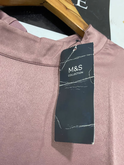MARKS & SPENCER |L| BUST 19| A68| MAUVE SATIN TIE-SLEEVE TUNIC DRESS