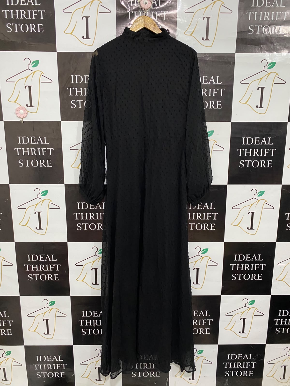 LIPSY |L| BUST 19| A68| LONDON BLACK SWISS DOT WRAP MAXI DRESS