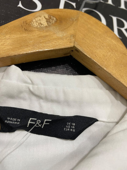 F&F |M| BUST 25| A68| WHITE PUFF SHORT-SLEEVE OVERSIZED BUTTON-DOWN SHIRT