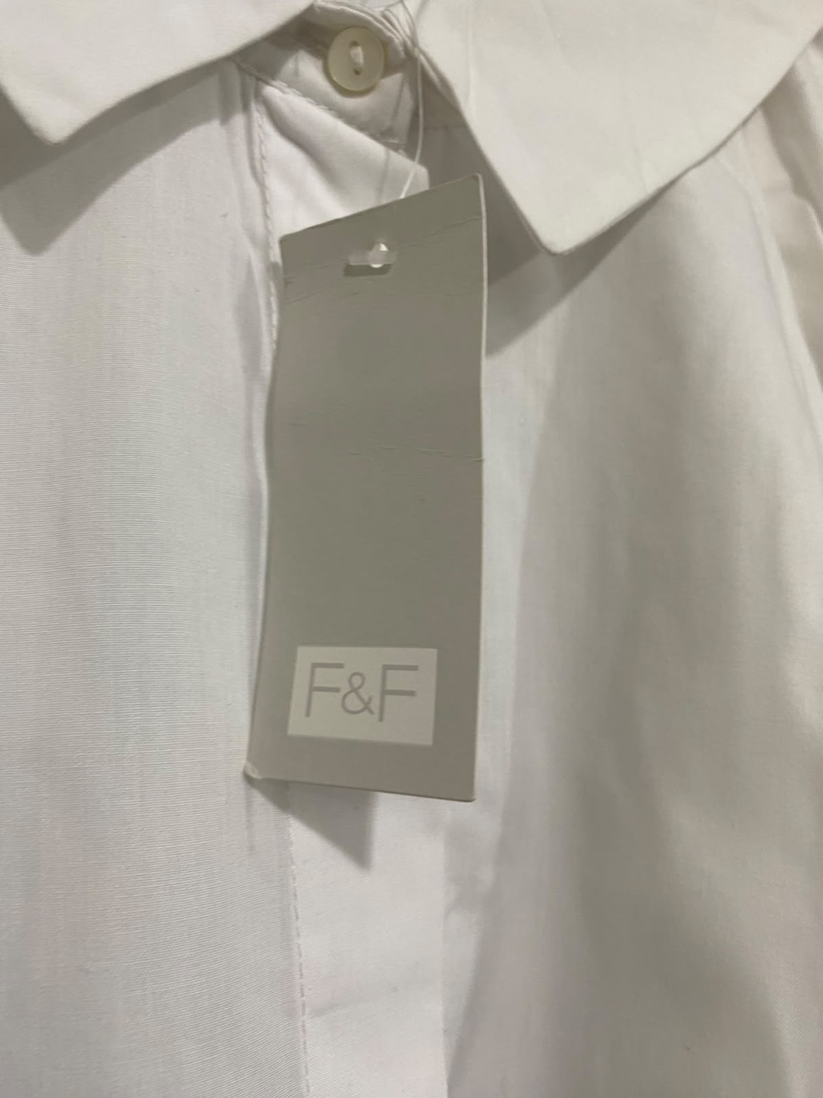 F&F |M| BUST 25| A68| WHITE PUFF SHORT-SLEEVE OVERSIZED BUTTON-DOWN SHIRT