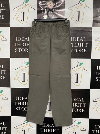 ZARA |XS| WAIST 28| A68| OLIVE GREEN LINEN SLOUCHY FIT DRAWSTRING PANTS
