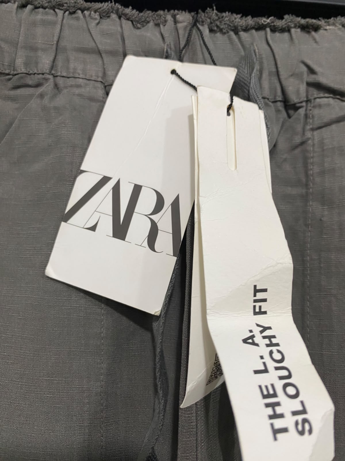 ZARA |XS| WAIST 28| A68| OLIVE GREEN LINEN SLOUCHY FIT DRAWSTRING PANTS