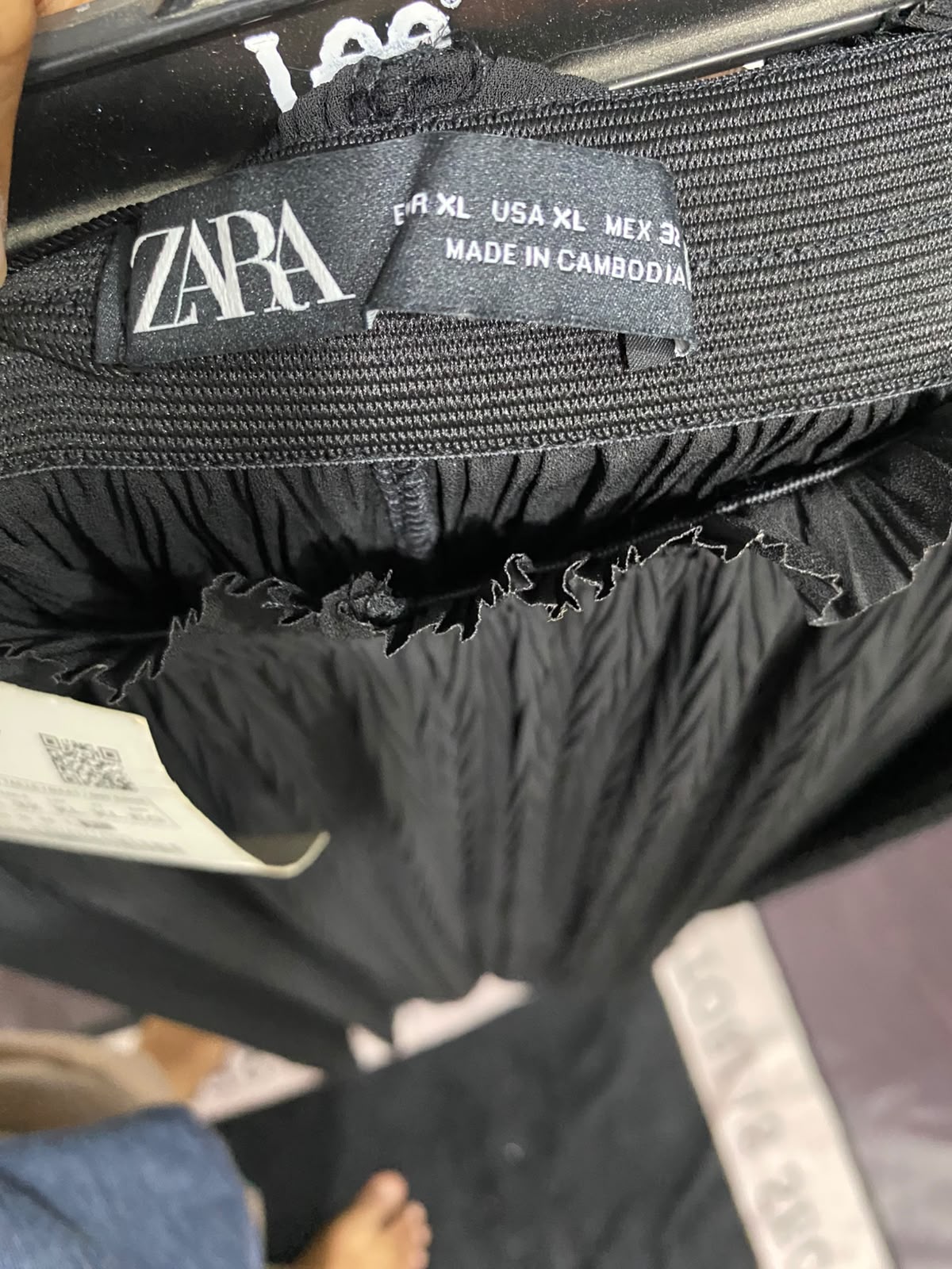 ZARA |XL| WAIST 30| A68| BLACK PLISSÉ CRINKLE WIDE-LEG PALAZZO PANTS
