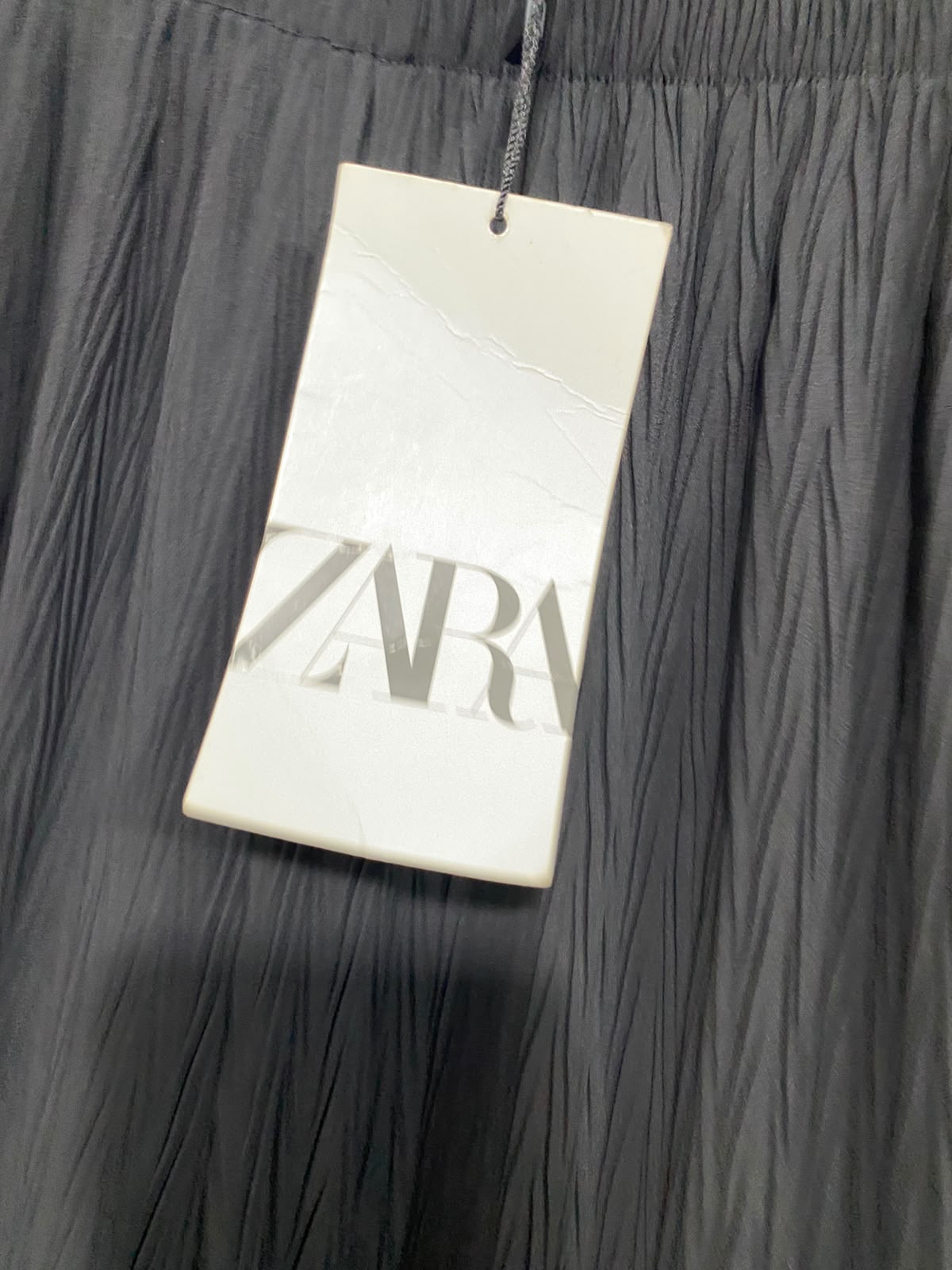 ZARA |XL| WAIST 30| A68| BLACK PLISSÉ CRINKLE WIDE-LEG PALAZZO PANTS