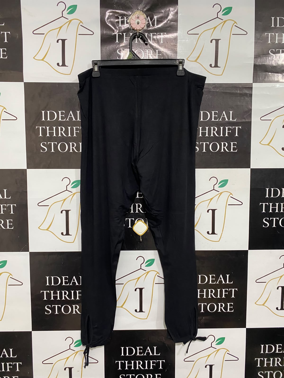 CAPSULE |XXL| WAIST 38| A68| BLACK DRAWSTRING-ANKLE HIGH-WAISTED LEGGINGS