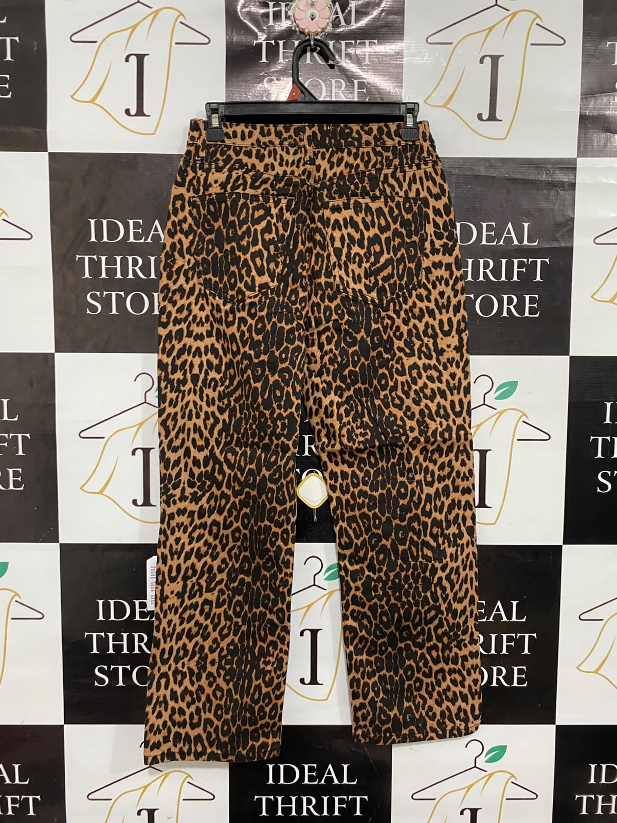 MISS S |M| WAIST 28| A68| LEOPARD PRINT HIGH-WAISTED STRAIGHT-LEG JEANS