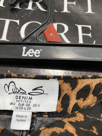 MISS S |M| WAIST 28| A68| LEOPARD PRINT HIGH-WAISTED STRAIGHT-LEG JEANS