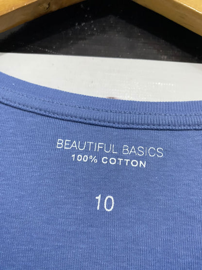PEACOCKS |S| BUST 14| A68| BEAUTIFUL BASICS PERIWINKLE BLUE COTTON FITTED T-SHIRT