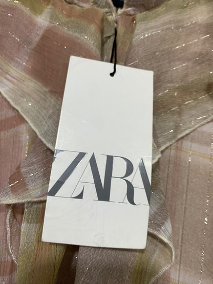 ZARA |XS| BUST 17| A67| MULTI-COLORED PLAID METALLIC RUFFLED MIDI DRESS