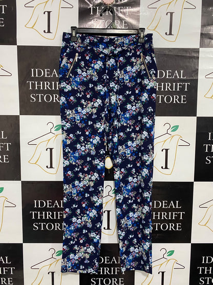 RELAXED FIT |L| WAIST 30| A67| NAVY BLUE FLORAL DRAWSTRING UTILITY TROUSERS