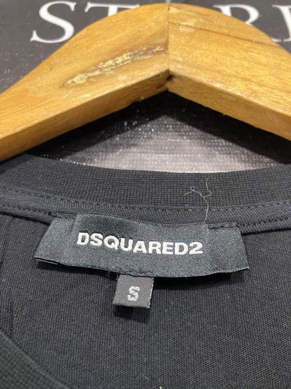 DSQUARED2 |S| BUST 18| A67|  BLACK AVIATION CENTER GRAPHIC T-SHIRT