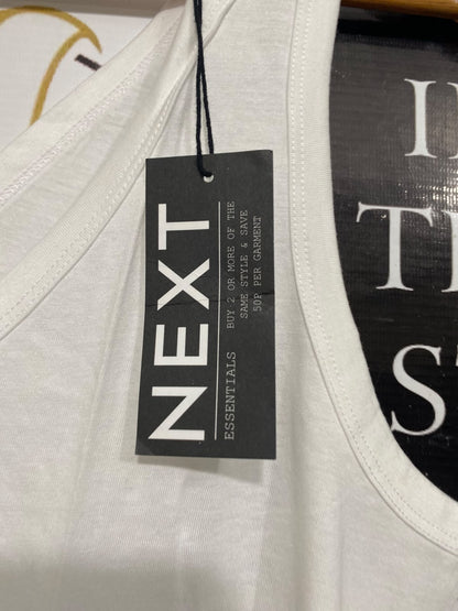 NEXT |M| BUST 19| A67| WHITE V-NECK ESSENTIAL TANK TOP