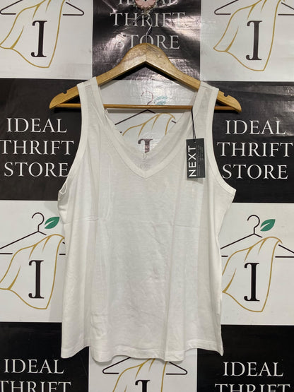 NEXT |M| BUST 19| A67| WHITE V-NECK ESSENTIAL TANK TOP