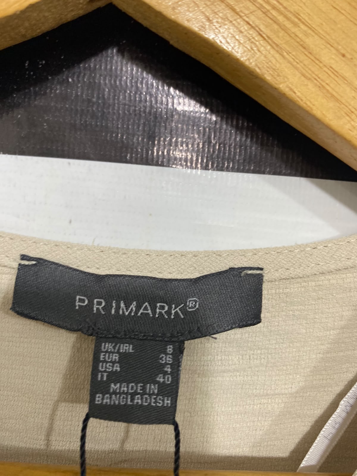 PRIMARK |M| BUST 18| A67| BEIGE TEXTURED V-NECK TIE-WAIST TUNIC SHIRT