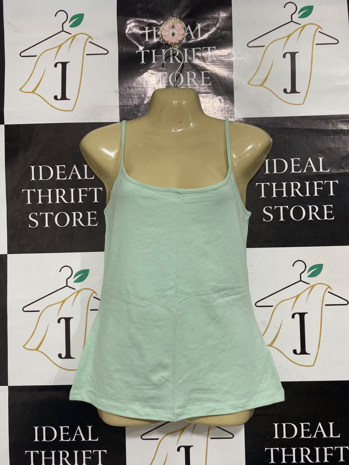 MARK & SPENCER |S| BUST 16| A67| MINT GREEN SPAGHETTI STRAP BASIC CAMI TOP