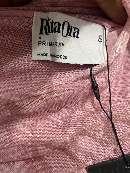 PRIMARK |S| BUST 13| A67| PINK SNAKESKIN PRINT RUFFLED BODYCON MINI DRESS