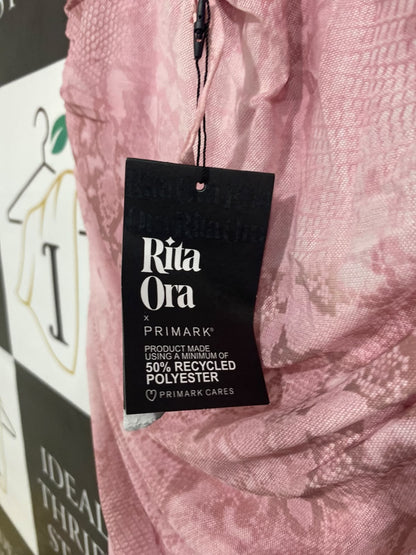 PRIMARK |S| BUST 13| A67| PINK SNAKESKIN PRINT RUFFLED BODYCON MINI DRESS