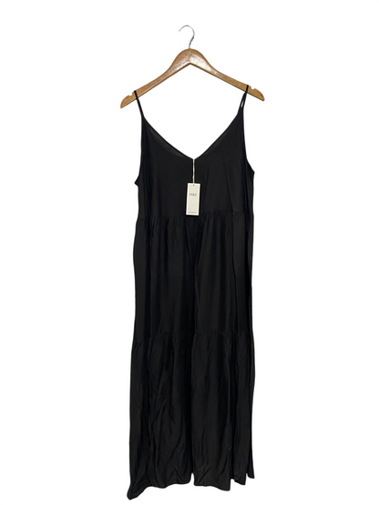 M&S |L| BUST 20| A68|  BLACK TIERED CAMI MAXI DRESS
