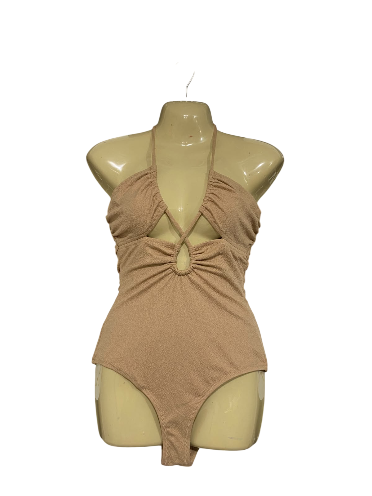 SEED |S| BUST 15| A68| BEIGE CUT-OUT HALTERNECK BODYSUIT / ONE-PIECE SWIMSUIT