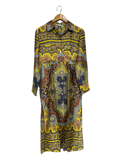 ZARA |XS| BUST 19| A68|  MULTICOLOR PAISLEY PRINT SATIN SHIRT DRESS