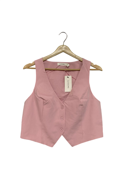 GLASSONS |M| BUST 19| A68|  PINK LINEN-BLEND TAILORED VEST