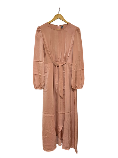 MOOSTA |L| BUST 19| A68| DUSTY ROSE SATIN BELTED MAXI DRESS