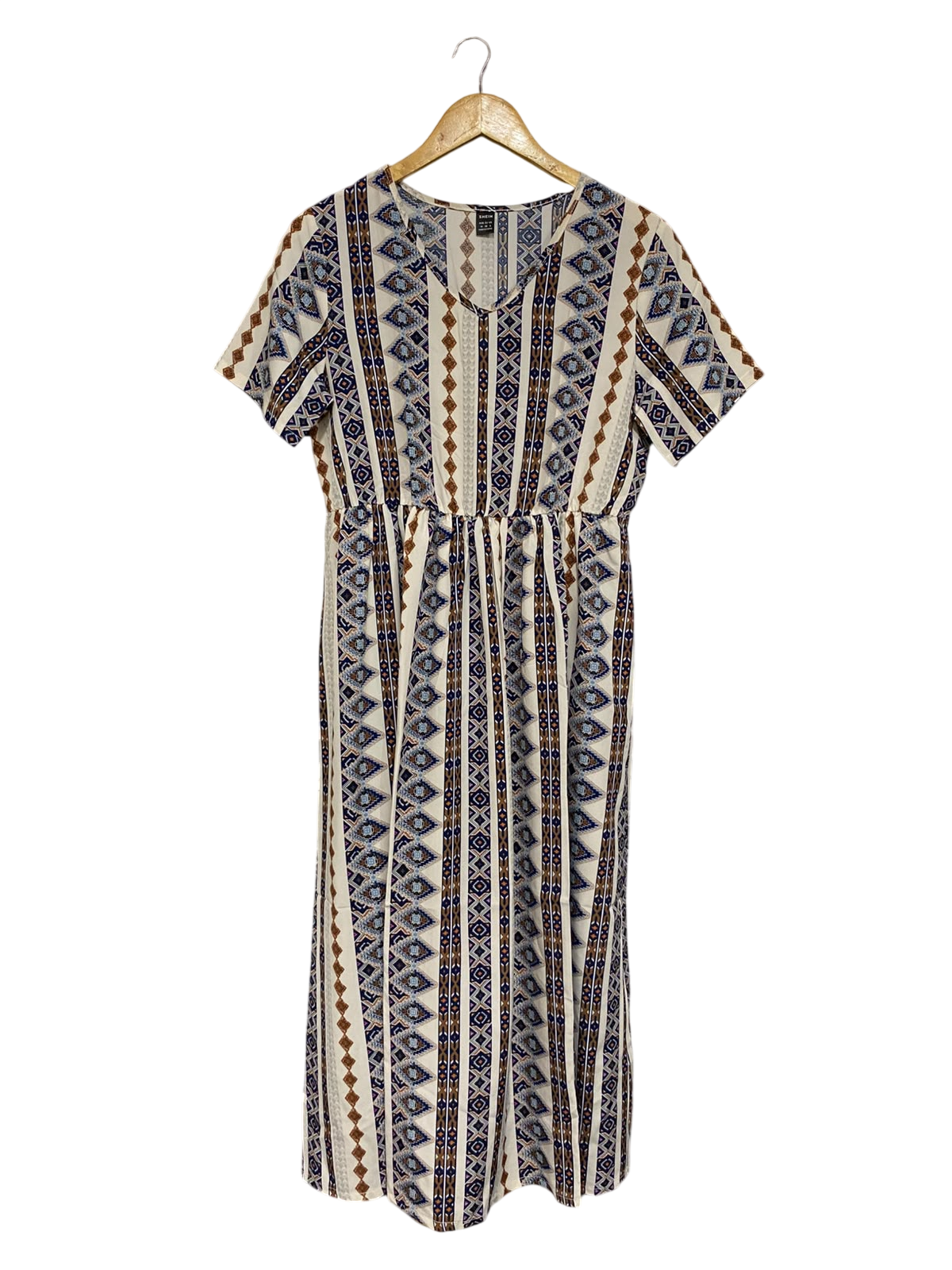 SHEIN |M| BUST 19| A68| MULTICOLOR TRIBAL PRINT V-NECK MAXI DRESS