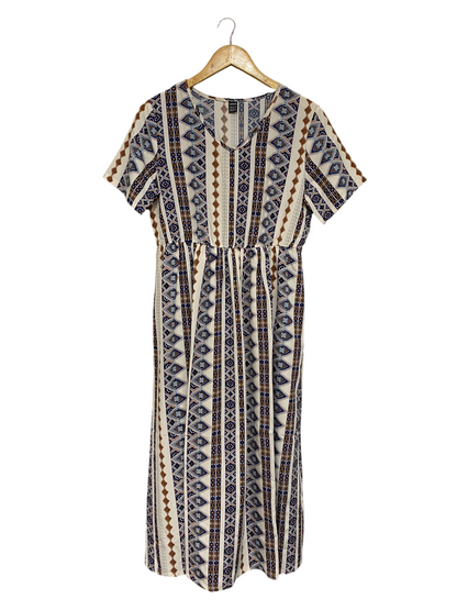 SHEIN |M| BUST 19| A68| MULTICOLOR TRIBAL PRINT V-NECK MAXI DRESS