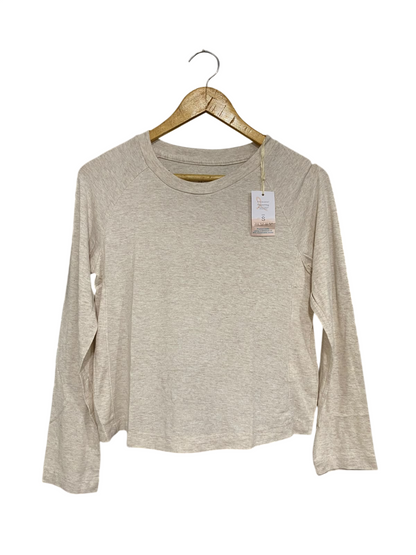 PRIMARK |S| BUST 17| A68| OATMEAL MELLANGE LONG SLEEVE RAGLAN TOP