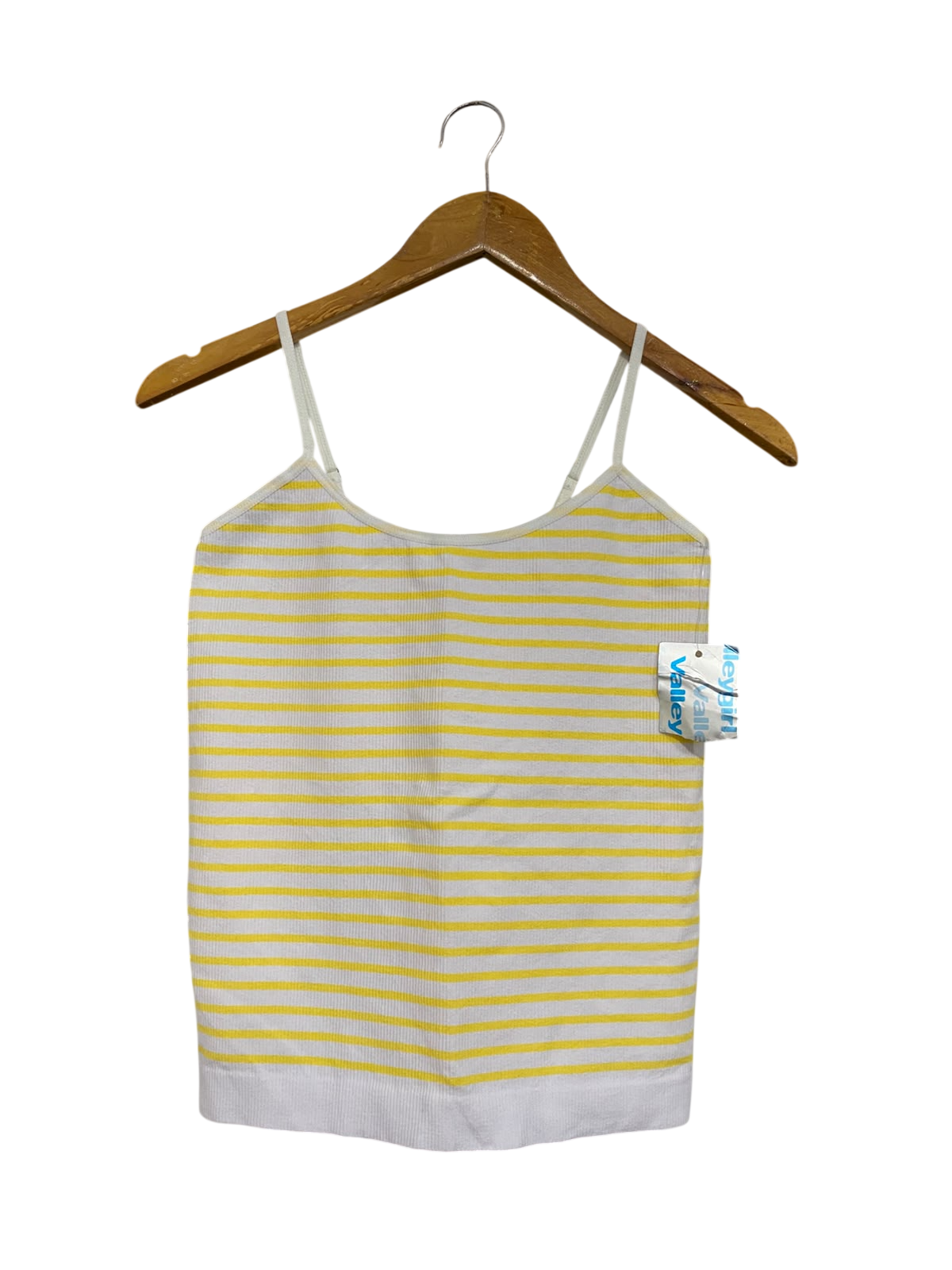 VALLEYGIRL |S| BUST 14| A68| YELLOW & WHITE STRIPED RIBBED CAMI TOP