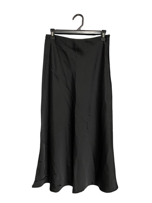 DAZY |M| WAIST 28| A68| BLACK SATIN HIGH-WAISTED MIDI SLIP SKIRT