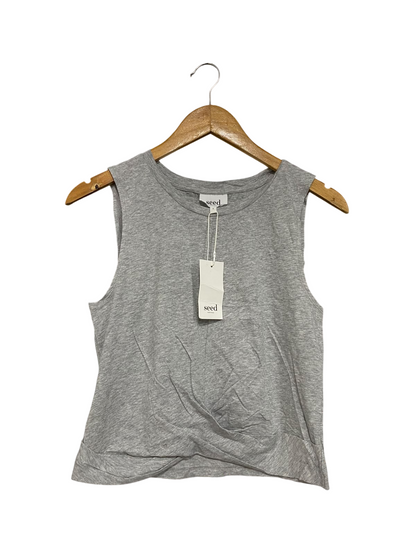 SEED |S| BUST 16| A68| HERITAGE GREY TWIST-FRONT CROP TANK TOP